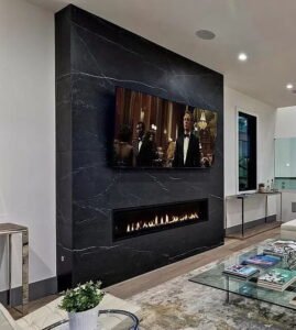 Black stone with electric Fireplace