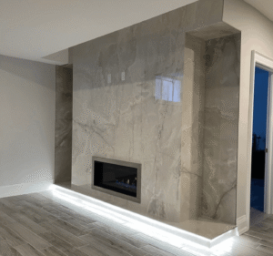 Fireplace with stone work